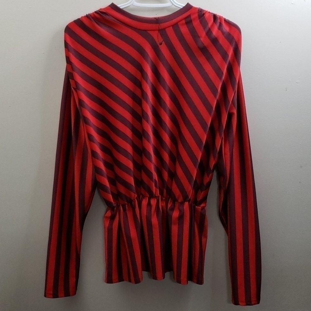 Zara Stripped with Ruffled Hem Blouse Size S